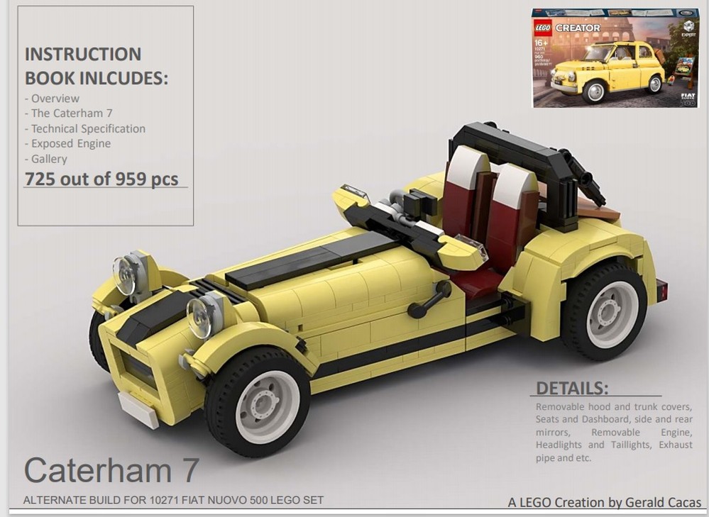 Lego CATERHAM 7 a Fiat Nuovo 500 10271 Alternate Build