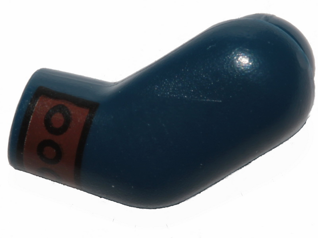 Lego Arm, Left with Reddish Brown Cuff with Circles Pattern / Dark Blue