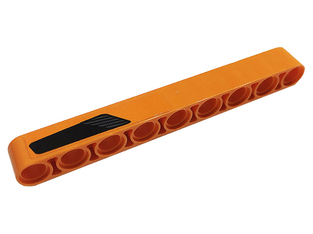 Lego Technic, Liftarm Thick 1 x 9 with Black Grille Air Vent Pattern Model Left Side (Sticker) - Set 42093 / Orange