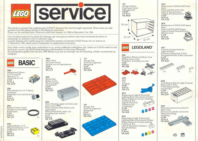 Lego 1988 Medium Service Packs GB/F/NL/B (102578/102678)
