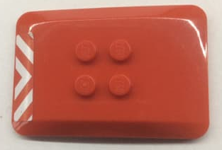 Lego Wedge 6 x 4 x 2/3 Quad Curved with Red and White Chevron and Danger Stripes Pattern (Sticker) - Set 70813