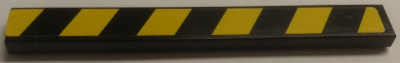 Lego Tile 1 x 8 with Black and Yellow Danger Stripes Pattern Model Left Side (Sticker) - Set 8491 / Black