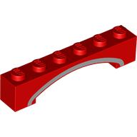 Lego Brick Arch 1 x 6 Raised Arch with Silver Stripe print