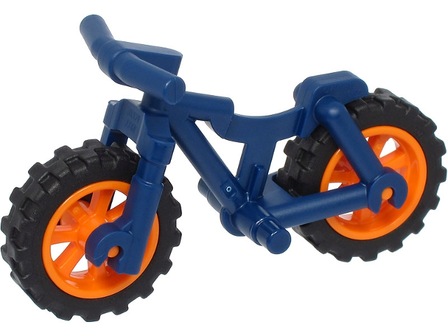 Lego Bicycle Heavy Mountain Bike with Handlebars with Orange Wheels and Black Tires (36934 / 50862 / 50861)