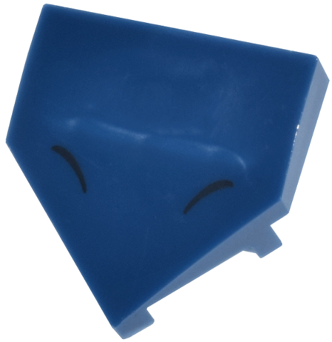 Lego Wedge 2 x 2 x 2/3 Pointed with 2 Black Curved Lines Pattern (Pokémon Garchomp Nostrils) / Dark Blue