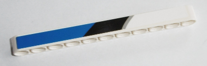 Lego Technic, Liftarm Thick 1 x 11 with Black, Blue and Silver Pattern Model Right Side (Sticker) - Set 42045 / White
