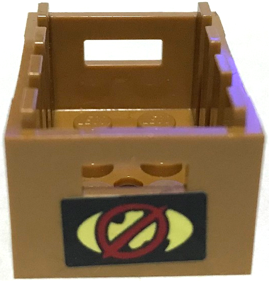 Lego Container, Crate 3 x 4 x 1 2/3 with Handholds with Batman Logo and Red Prohibited Sign on Black Background Pattern (Sticker) - Set 70922