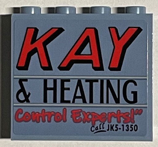 Lego Panel 1 x 4 x 3 with Side Supports - Hollow Studs with 'KAY, '& HEATING', 'Control Experts!' and 'Call JK5-1350' Pattern Model Back Left Side (Sticker) - Set 21330