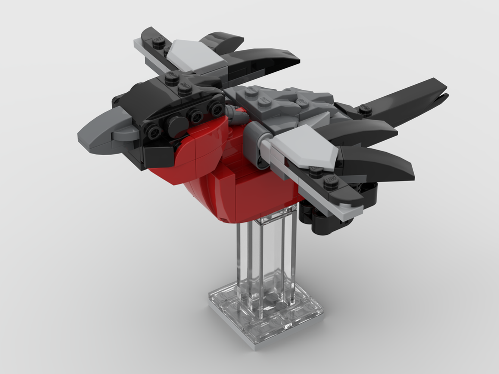 Lego Bullfinch - Poseable Bird with Stand
