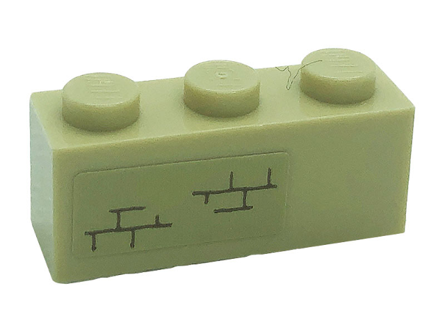 Lego Brick 1 x 3 with Bricks Pattern Model Left Side (Sticker) - Set 71043