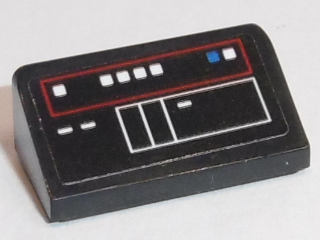 Lego Slope 30 1 x 2 x 2/3 with Red and White Control Panel Pattern Type 3 (Sticker) - Set 75190 / Black
