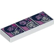 Lego Tile 1 x 3 with 3 Photoboot Photos Print / White