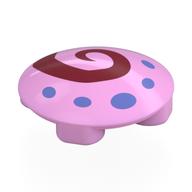 Lego Plate Round 2 x 2 with Rounded Bottom with Medium Lavender Dots, Dark Red Swirl Print / Bright Pink