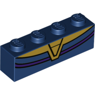 Lego Brick 1 x 4 with Thanos Suit Print / Dark Blue