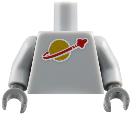 Lego Torso with Classic Space Logo High on Torso Pattern, Inside with Ribs (second reissue) / Light Bluish Gray Arms / Dark Bluish Gray Hands