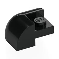 Lego Brick Round, Curved 2 x 2 x 1, Corner / Black