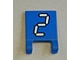 Lego Flag 2 x 2 Square with Flat Edge with White Number 2 with Black Outline on Blue Background Pattern (Sticker) - Set 3569