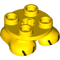 Lego Feet, 2 x 2 x 2/3 with 4 Studs on Top and Black Toes Print / Yellow