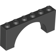 Lego Brick Arch 1 x 6 x 2 - Thin Top without Reinforced Underside [New Version] / Black