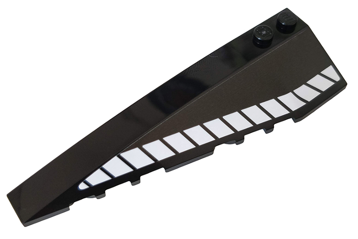 Lego Wedge 10 x 3 Left with White Stripes Pattern (Sticker) - Set 76100 / Black