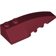 Lego Brick Wedged, Curved 6 x 2 Right, Inner Ridges / Dark Red