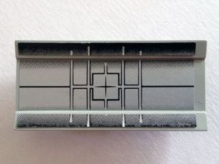 Lego Vehicle, Spoiler / Plow Blade 6 x 3 with Hinge with Black Radar Pattern (Sticker) - Set 10019 / Light Gray