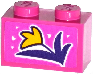 Lego Brick 1 x 2 with Yellow Flower with Dark Purple Leaves Pattern (Sticker) - Set 41065
