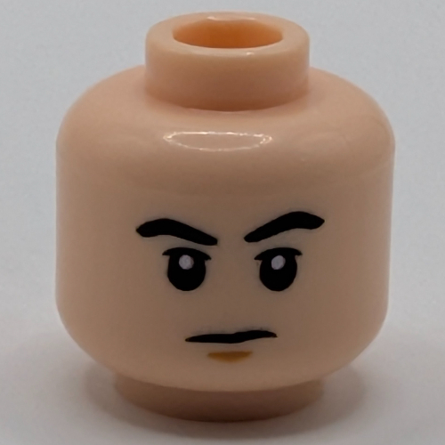 Lego Minifig Head Alex Krycek, Black Eyebrows, Neutral / Black Eyes, Angry
