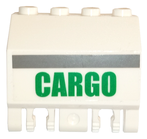 Lego Panel 2 x 4 x 3 1/3 with Double Locking 2 Fingers Hinge with Green 'CARGO' and Gray Line Pattern (Sticker) - Sets 4511 / 10158