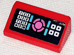 Lego Slope 30 1 x 2 x 2/3 with Keypad and Dark Pink, Medium Azure and White Buttons on Dark Blue Background Pattern (Sticker) - Set 41347