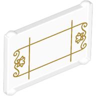 Lego Glass for Window 1 x 3 x 2 with Gold Window Lines Print