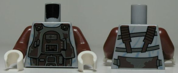 Lego Torso SW Armor Plates Pattern (Dengar) / Reddish Brown Arms / White Hands