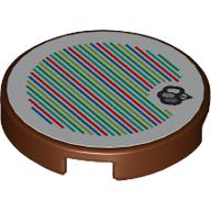 Lego Tile Round 2 x 2 with Balloons and Barcode Print (Sticker) / Reddish Brown
