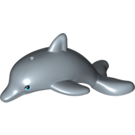 Lego Animal, Dolphin, Jumping with Bottom Axle Holder and Medium Azure Eyes Print