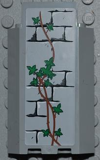 Lego Panel 3 x 3 x 6 Corner Wall without Bottom Indentations with Bricks Pattern and Ivy Trunks with 12 Leaves Pattern (Sticker) - Sets 7946 / 7948 / Light Bluish Gray