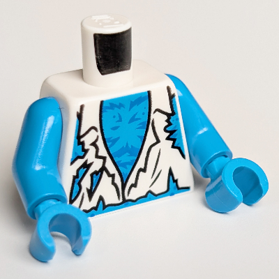 Lego Torso, Shirt Tattered with Werewolf Hairy Chest Print, Dark Azure Arms and Hands