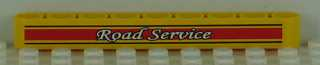 Lego Technic, Liftarm Thick 1 x 9 with Red and Black Stripes and 'Road Service' Pattern (Sticker) - Set 8109 / Yellow