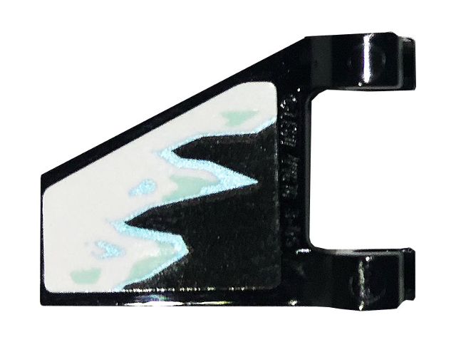 Lego Flag 2 x 2 Trapezoid with Flat Edge with White, Metallic Light Blue, and Light Aqua Ice Pattern 2 (Sticker) - Set 70678 / Black