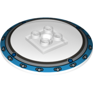 Lego Dish 6 x 6 Inverted (Radar) with Solid Studs and Medium Azure Border Print / Trans-Clear