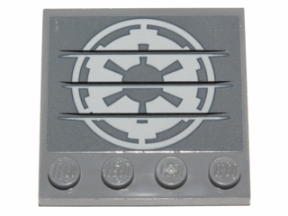 Lego Tile, Modified 4 x 4 with Studs on Edge with White SW Imperial Logo Pattern (Sticker) - Set 75141