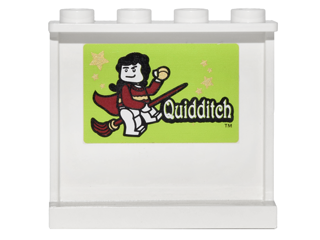 Lego Panel 1 x 4 x 3 with Side Supports - Hollow Studs with Quidditch Player Pattern on Inside (Sticker) - Set 4840 / White