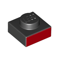 Lego Plate 1 x 1 with Red Square Print