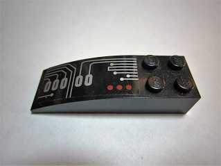 Lego Slope, Curved 6 x 2 with Silver Circuitry Pattern Model Left Side (Sticker) - Set 7704