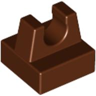 Lego Tile Special 1 x 1 with Clip and Straight Tips / Reddish Brown