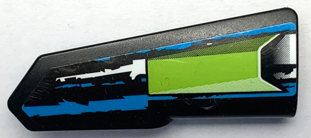 Lego Technic, Panel Fairing #21 Very Small Smooth, Side B with Lime Air Intake Vent and Blue and White Stripes Pattern (Sticker) - Set 42103