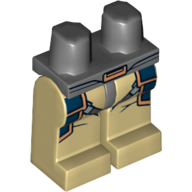 Lego Hips and Tan Legs with Copper Belt Buckle, Dark Bluish Gray Thigh Straps and Dark Blue and Copper Print / Dark Bluish Gray