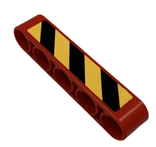 Lego Technic, Liftarm Thick 1 x 5 with Black and Yellow Danger Stripes Pattern (Sticker) - Set 9396