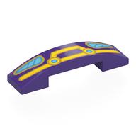 Lego Brick Curved 4 x 1 Double, No Studs with Car Front, Yellow Bull Catcher, Medium Azure Headlights Print