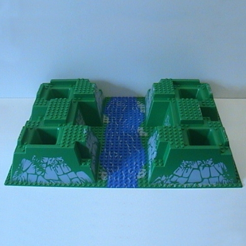 Lego Baseplate Raised 32 x 48 x 6 with 4 Corner Pits and River Print