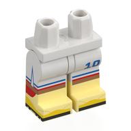 Lego Hips with White Legs and Bright Light Yellow Boots Pattern with Football Shorts, Blue/Red Trim, Medium Nougat Knees, Black Soles Print / White